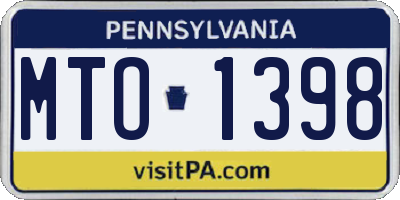 PA license plate MTO1398