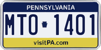 PA license plate MTO1401