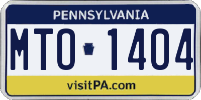 PA license plate MTO1404