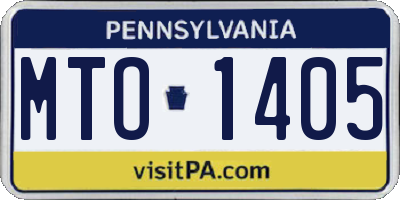 PA license plate MTO1405