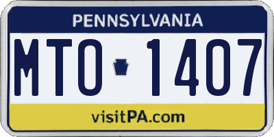 PA license plate MTO1407