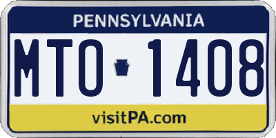 PA license plate MTO1408