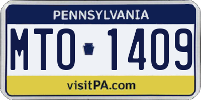 PA license plate MTO1409