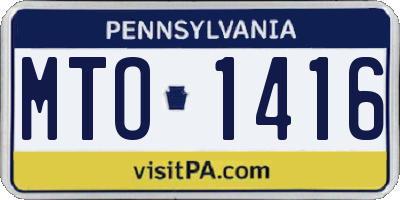 PA license plate MTO1416