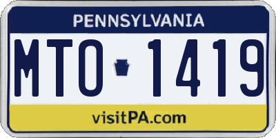 PA license plate MTO1419