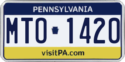 PA license plate MTO1420