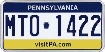 PA license plate MTO1422