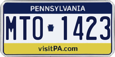PA license plate MTO1423