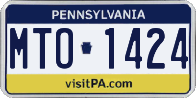 PA license plate MTO1424