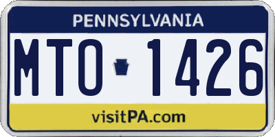 PA license plate MTO1426