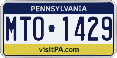 PA license plate MTO1429