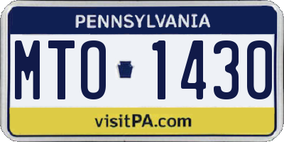 PA license plate MTO1430