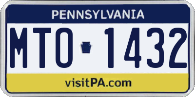 PA license plate MTO1432