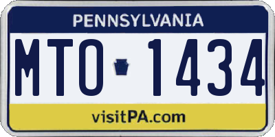 PA license plate MTO1434