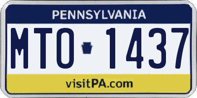 PA license plate MTO1437
