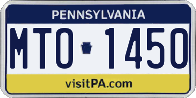 PA license plate MTO1450