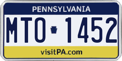 PA license plate MTO1452