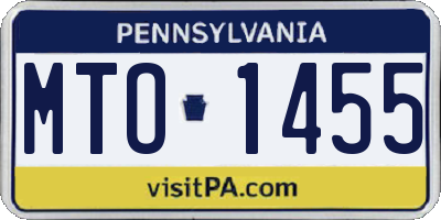 PA license plate MTO1455