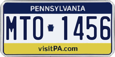 PA license plate MTO1456