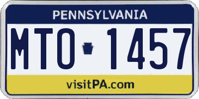 PA license plate MTO1457