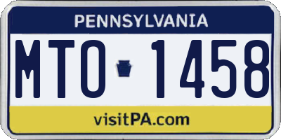 PA license plate MTO1458
