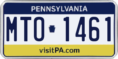 PA license plate MTO1461