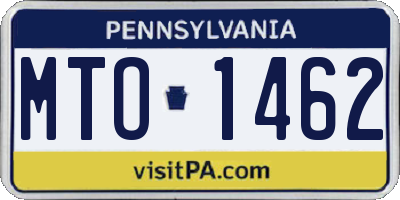 PA license plate MTO1462