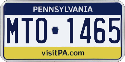PA license plate MTO1465