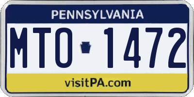 PA license plate MTO1472