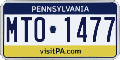 PA license plate MTO1477