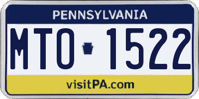 PA license plate MTO1522