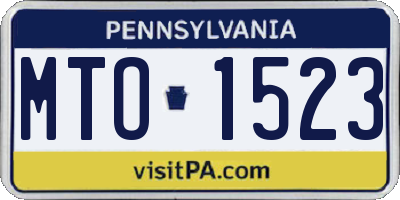 PA license plate MTO1523