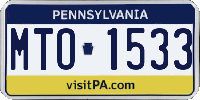 PA license plate MTO1533