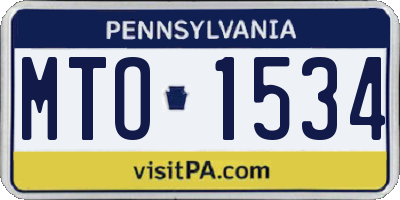 PA license plate MTO1534