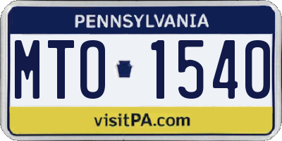 PA license plate MTO1540