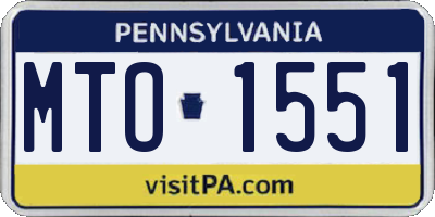 PA license plate MTO1551