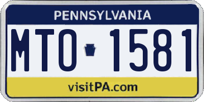 PA license plate MTO1581