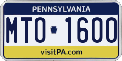 PA license plate MTO1600