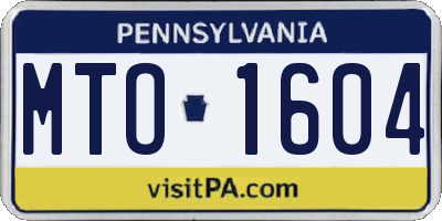 PA license plate MTO1604