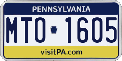 PA license plate MTO1605