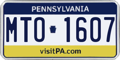 PA license plate MTO1607