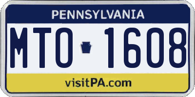 PA license plate MTO1608