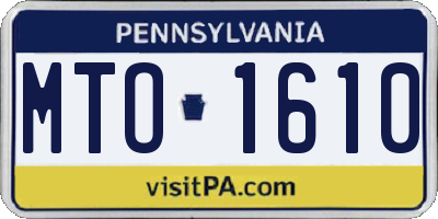 PA license plate MTO1610