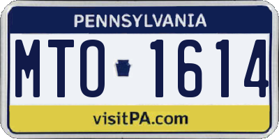 PA license plate MTO1614