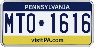 PA license plate MTO1616