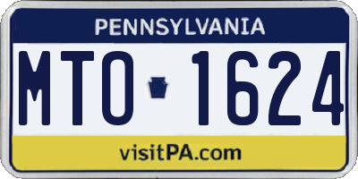 PA license plate MTO1624