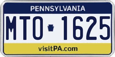 PA license plate MTO1625