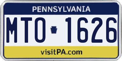 PA license plate MTO1626