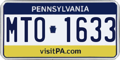 PA license plate MTO1633