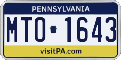 PA license plate MTO1643